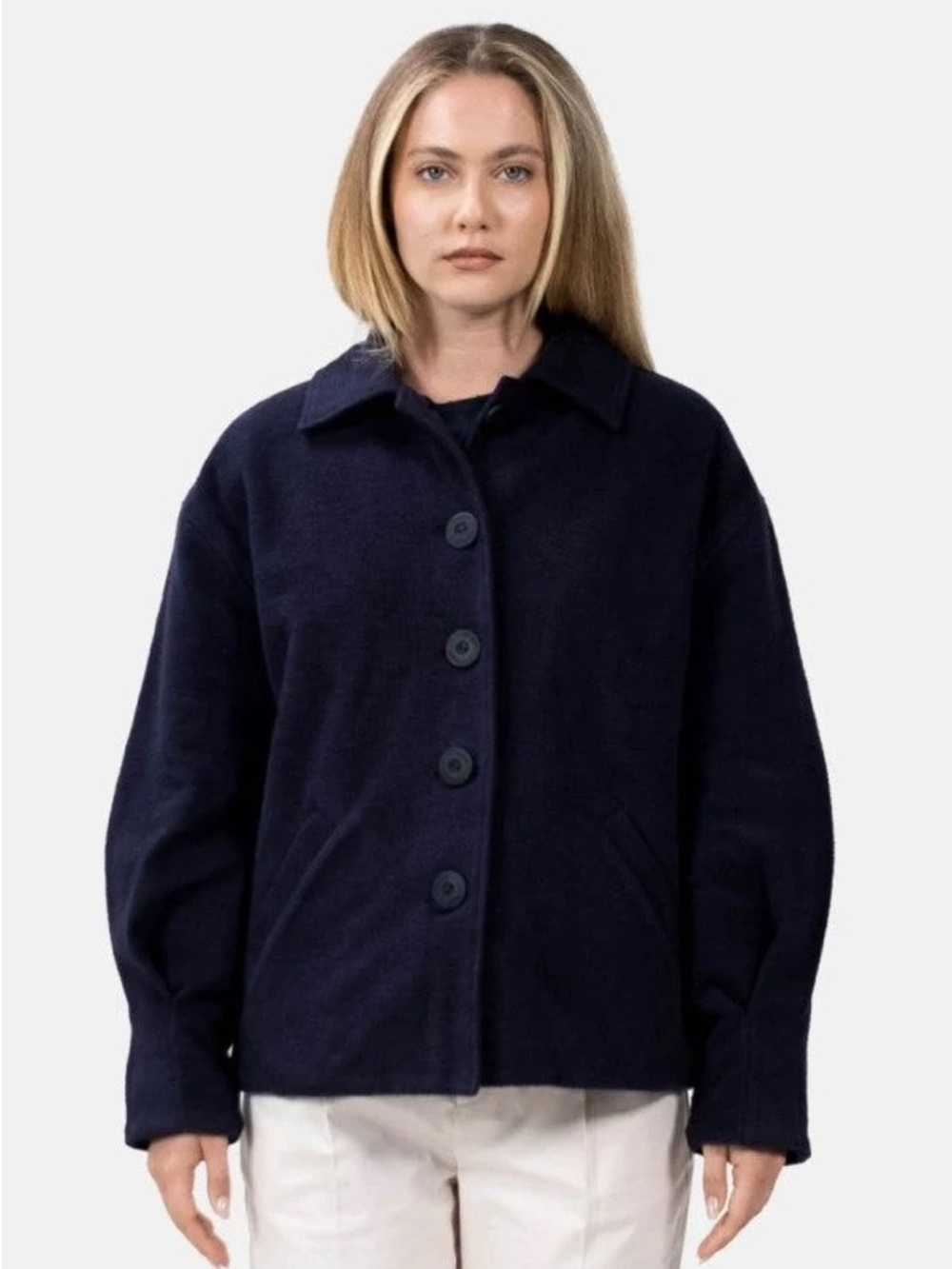 $346 NWT 1 PEOPLE Organic Cotton JACKET in BLACKBIRD BLUE size Small